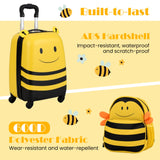 2 Pieces Kids Luggage Set on Wheels with Anti-Lose Rope and Retractable Rod-Yellow