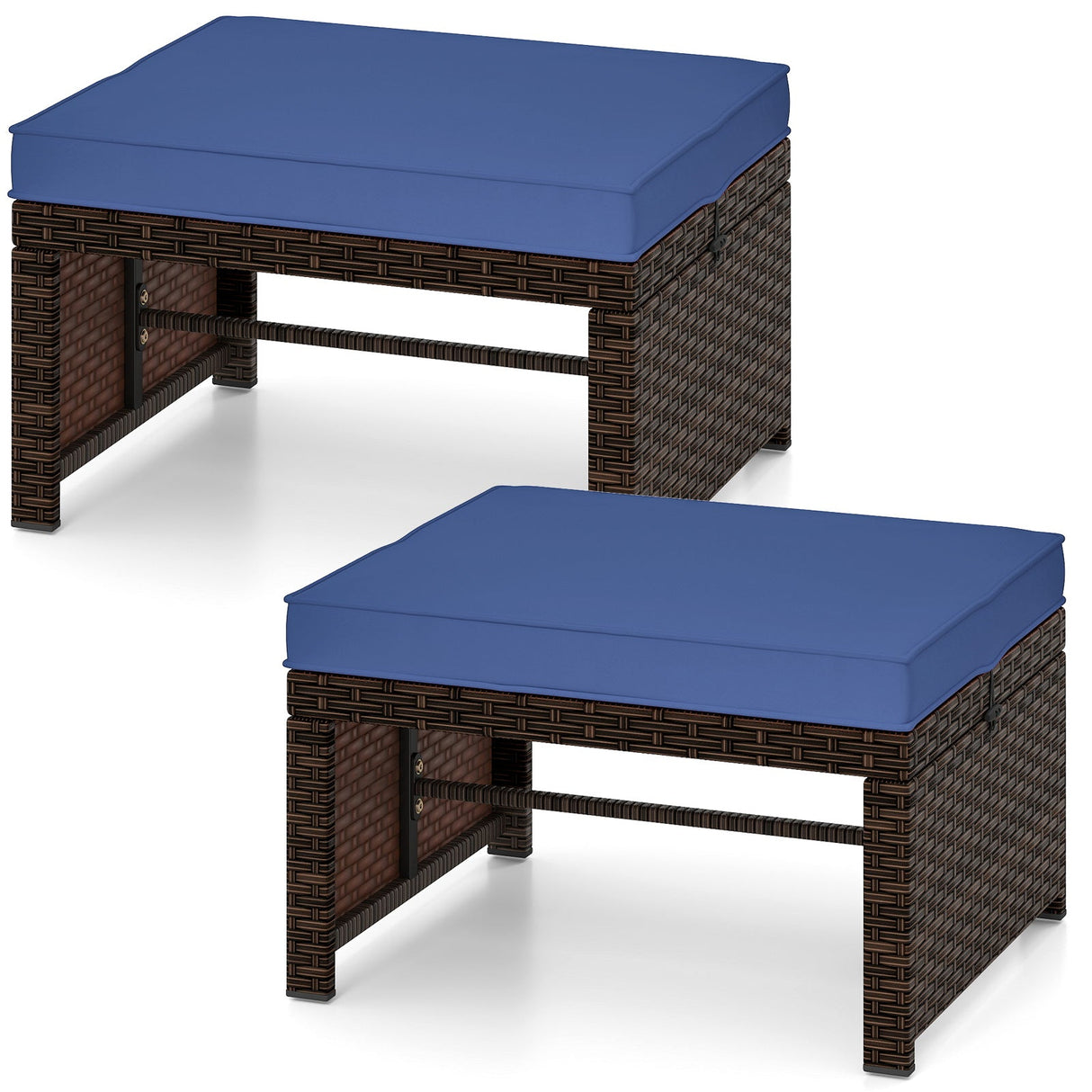 Otomana/Puf Multiusos de Exterior de Ratan PE de 2 Piezas para Patio
