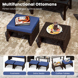 Otomana/Puf Multiusos de Exterior de Ratan PE de 2 Piezas para Patio