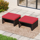 Otomana/Puf Multiusos de Exterior de Ratan PE de 2 Piezas para Patio