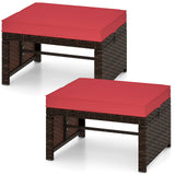 Otomana/Puf Multiusos de Exterior de Ratan PE de 2 Piezas para Patio