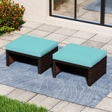 Otomana/Puf Multiusos de Exterior de Ratan PE de 2 Piezas para Patio