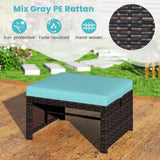 Otomana/Puf Multiusos de Exterior de Ratan PE de 2 Piezas para Patio