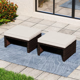 Otomana/Puf Multiusos de Exterior de Ratan PE de 2 Piezas para Patio