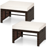 Otomana/Puf Multiusos de Exterior de Ratan PE de 2 Piezas para Patio