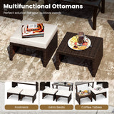 Otomana/Puf Multiusos de Exterior de Ratan PE de 2 Piezas para Patio