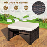 Otomana/Puf Multiusos de Exterior de Ratan PE de 2 Piezas para Patio