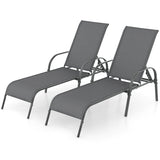 2 sillas de salón reclinables para patio exterior con tela y reposabrazos ajustables - Marrón