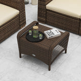 Set of 2 Outdoor Patio PE Wicker Ottomans with Removable Cushions