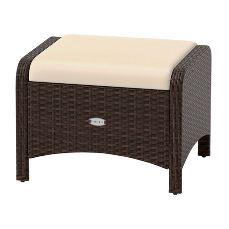 2 otomanas de mimbre de PE para patio exterior con cojines extraíbles