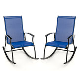 2 Pieces Outdoor Rocking Chairs with Breathable Backrest