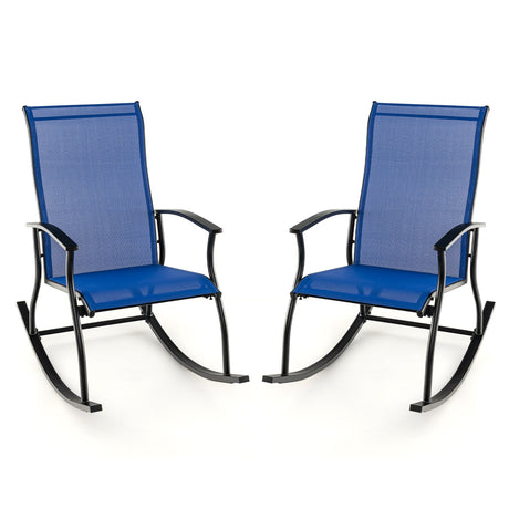 2 sillas mecedoras de exterior con respaldo transpirable
