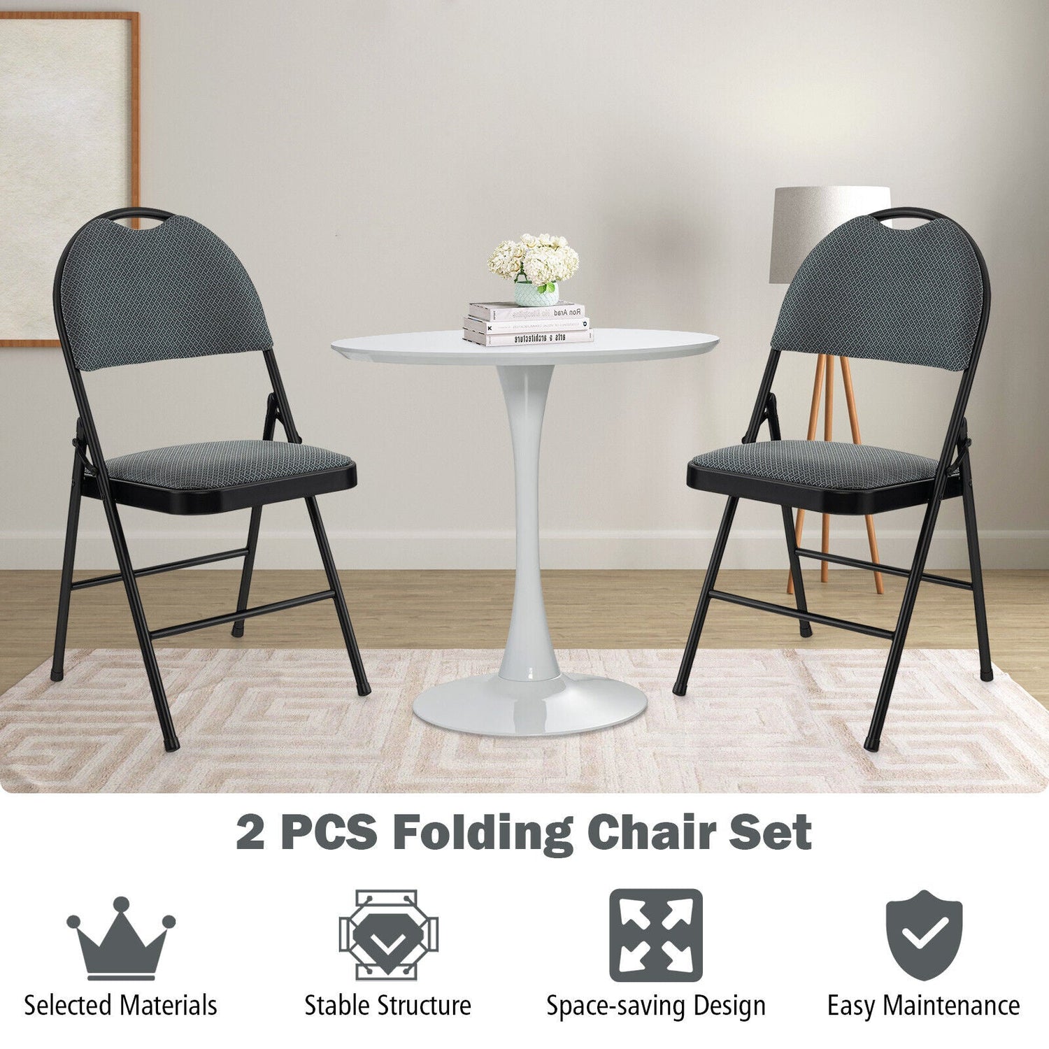 Sillas de comedor plegables acolchadas con respaldo de 2/4 piezas
