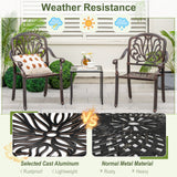 2 sillas de comedor de aluminio fundido para patio con reposabrazos - bronce
