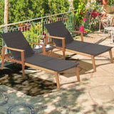 Juego de tumbona de patio y mesa con respaldo ajustable de 4 niveles