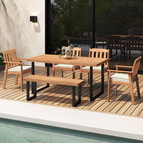 2 sillas de comedor para patio, sillas de madera de acacia para exteriores, blancas