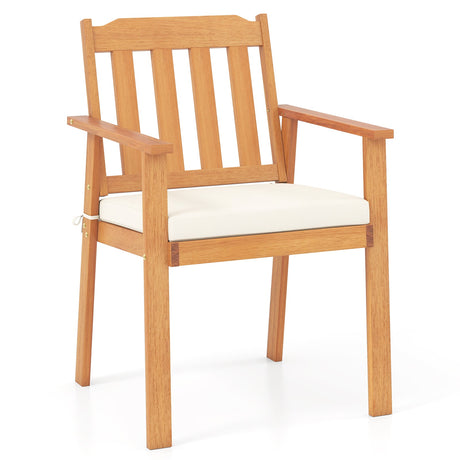 2 sillas de comedor para patio, sillas de madera de acacia para exteriores, blancas