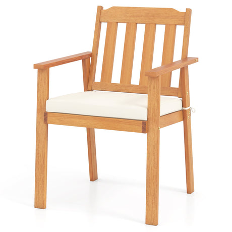 2 sillas de comedor para patio, sillas de madera de acacia para exteriores, blancas