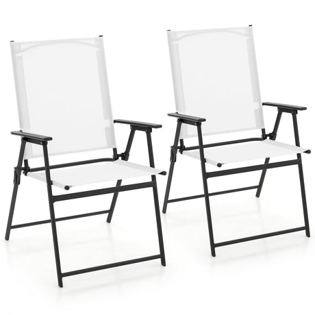 2 sillas plegables de patio con reposabrazos para cubierta, jardín o patio