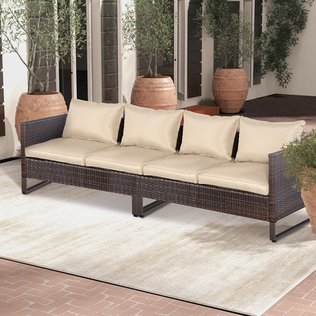 Juego de sofás de 2 piezas para patio con cojines y clips para sofá