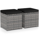 2 Pieces Patio Ottoman with Hidden Storage Space-Mix Grey