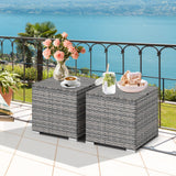 2 Pieces Patio Ottoman with Hidden Storage Space-Mix Grey