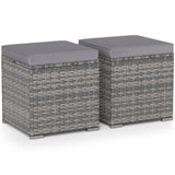 2 Pieces Patio Ottoman with Hidden Storage Space-Mix Grey