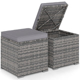 2 Pieces Patio Ottoman with Hidden Storage Space-Mix Grey