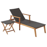 Juego de tumbona de patio y mesa con respaldo ajustable de 4 niveles