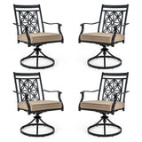 2 sillas giratorias de patio con respaldo y cojines con diseño de flores, color negro