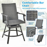 2 Pieces Patio Swivel Bar Chair Set with Quick Dry 4D Air Fiber Cushion