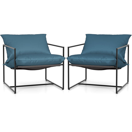 2 sillas de ocio Sling Accent con tela de asiento impermeable para interior y exterior - Azul marino