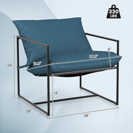 2 sillas de ocio Sling Accent con tela de asiento impermeable para interior y exterior - Azul marino