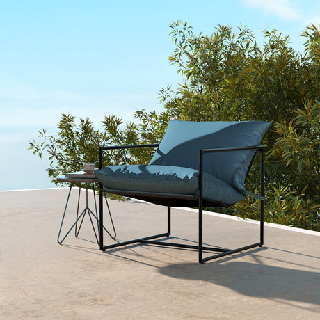 2 sillas de ocio Sling Accent con tela de asiento impermeable para interior y exterior - Azul marino