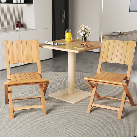 2 sillas de comedor de exterior de madera de teca con asiento de listones