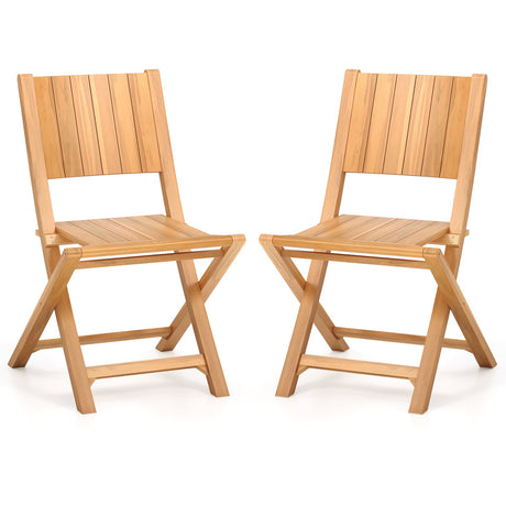 2 sillas de comedor de exterior de madera de teca con asiento de listones