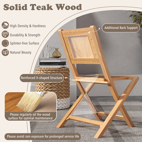 2 sillas de comedor de exterior de madera de teca con asiento de listones