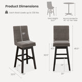 Set of 2 360¬∞ Swivel Bar Stool with Rubber Wood Legs Footrest