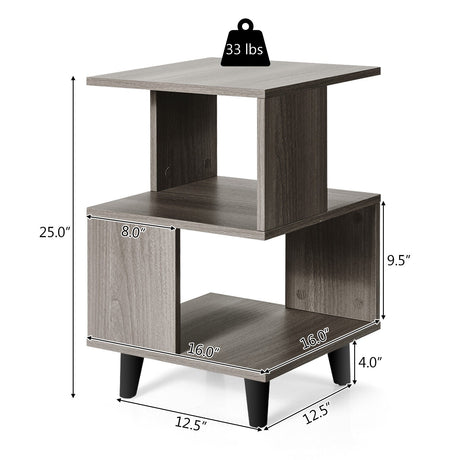 Juego de 2 mesitas de noche modernas de madera con patas para sala de estar