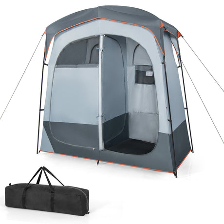 Tienda de ducha con privacidad, extra grande, 2 compartimentos, con cubierta para lluvia removible y bolsillo interior