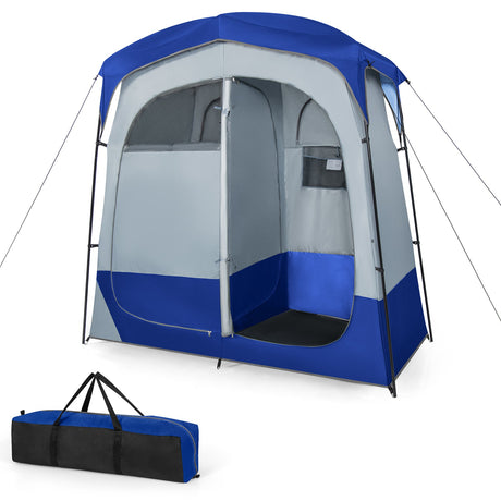 Tienda de ducha con privacidad, extra grande, 2 compartimentos, con cubierta para lluvia removible y bolsillo interior