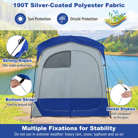 Tienda de ducha con privacidad, extra grande, 2 compartimentos, con cubierta para lluvia removible y bolsillo interior