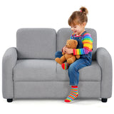 Sofá infantil de 2 plazas, sofá para niños pequeños con tapicería de vellón de borreguillo suave y estructura de madera maciza