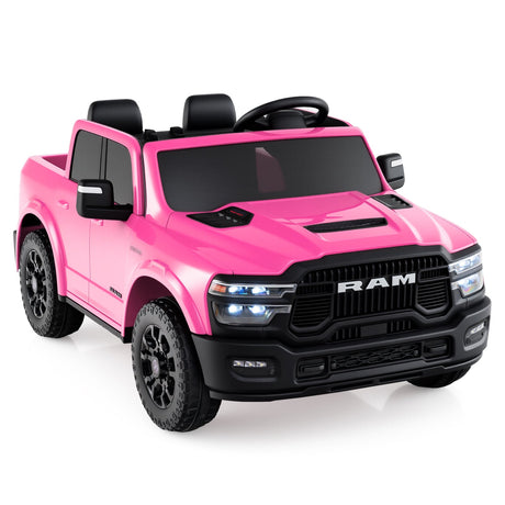 Coche de juguete montable con licencia Ram Truck de 24 V y 2 asientos para niños grandes con control remoto y música