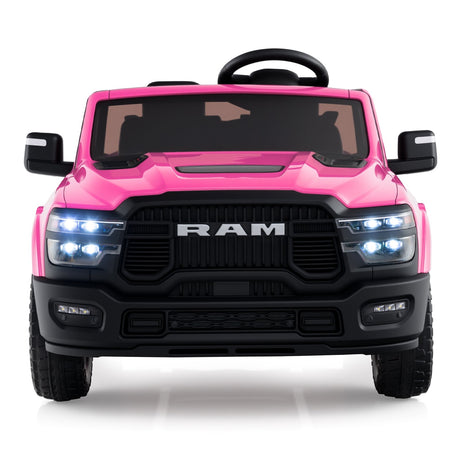 Coche de juguete montable con licencia Ram Truck de 24 V y 2 asientos para niños grandes con control remoto y música