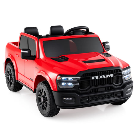 Coche de juguete montable con licencia Ram Truck de 24 V y 2 asientos para niños grandes con control remoto y música