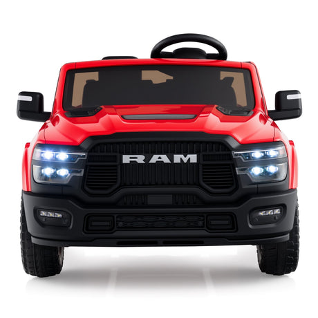 Coche de juguete montable con licencia Ram Truck de 24 V y 2 asientos para niños grandes con control remoto y música