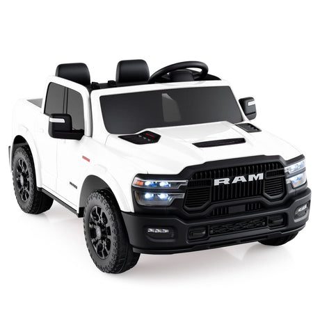 Coche de juguete montable con licencia Ram Truck de 24 V y 2 asientos para niños grandes con control remoto y música