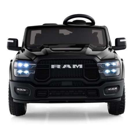 Coche de juguete montable con licencia Ram Truck de 24 V y 2 asientos para niños grandes con control remoto y música