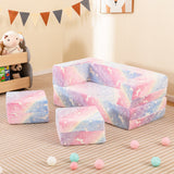Sofá de juego infantil de 2 plazas con funda de franela extraíble y lavable a máquina
